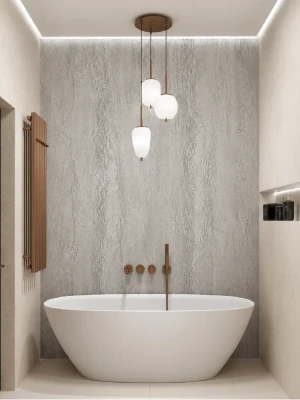 Premium klases SPC ūdensizturīgs matēts sienas panelis STONE GREY , 2800 × 1200 × 4 mm